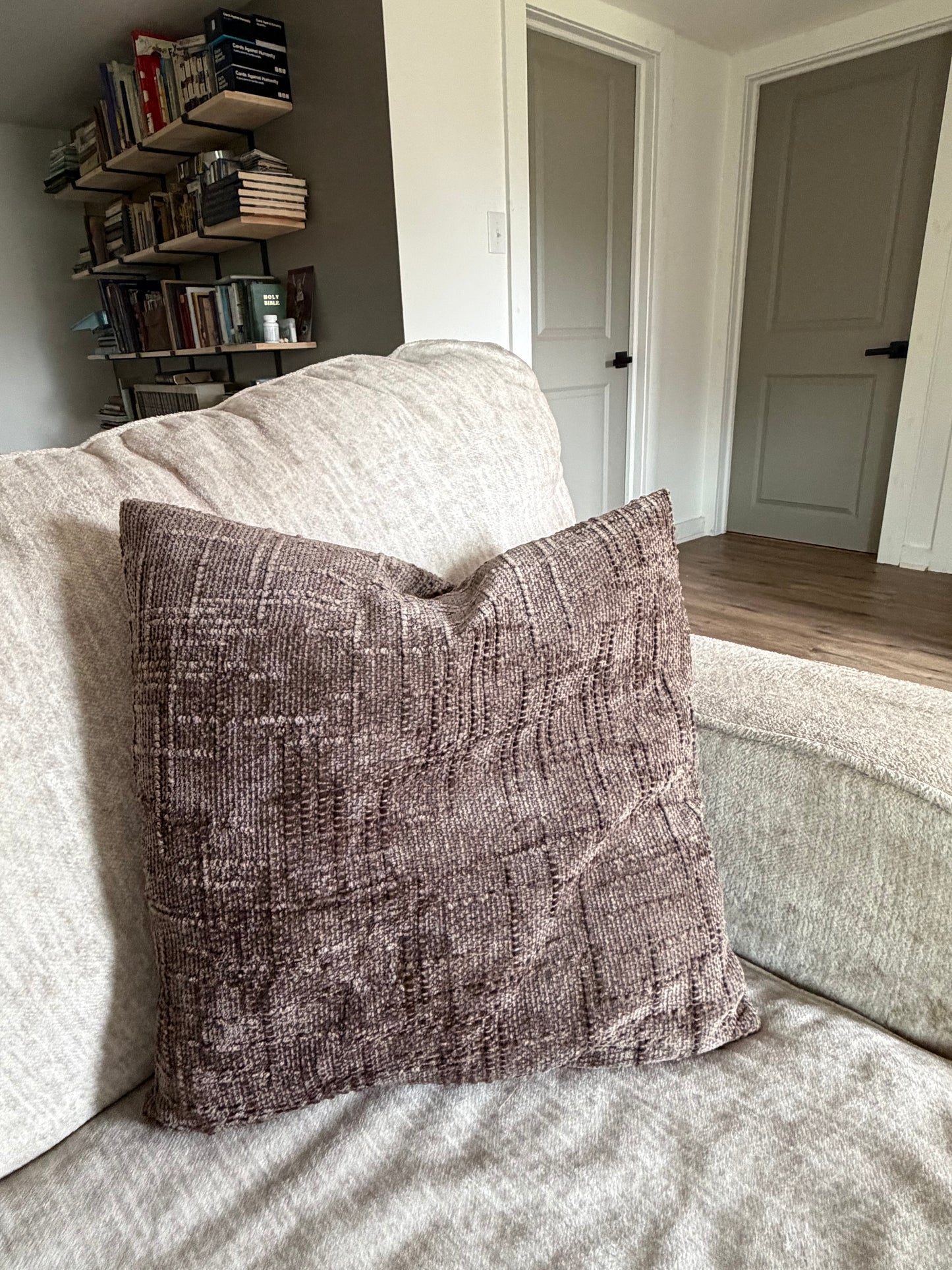 Brown Textured Chenille Throw Pillow Covers