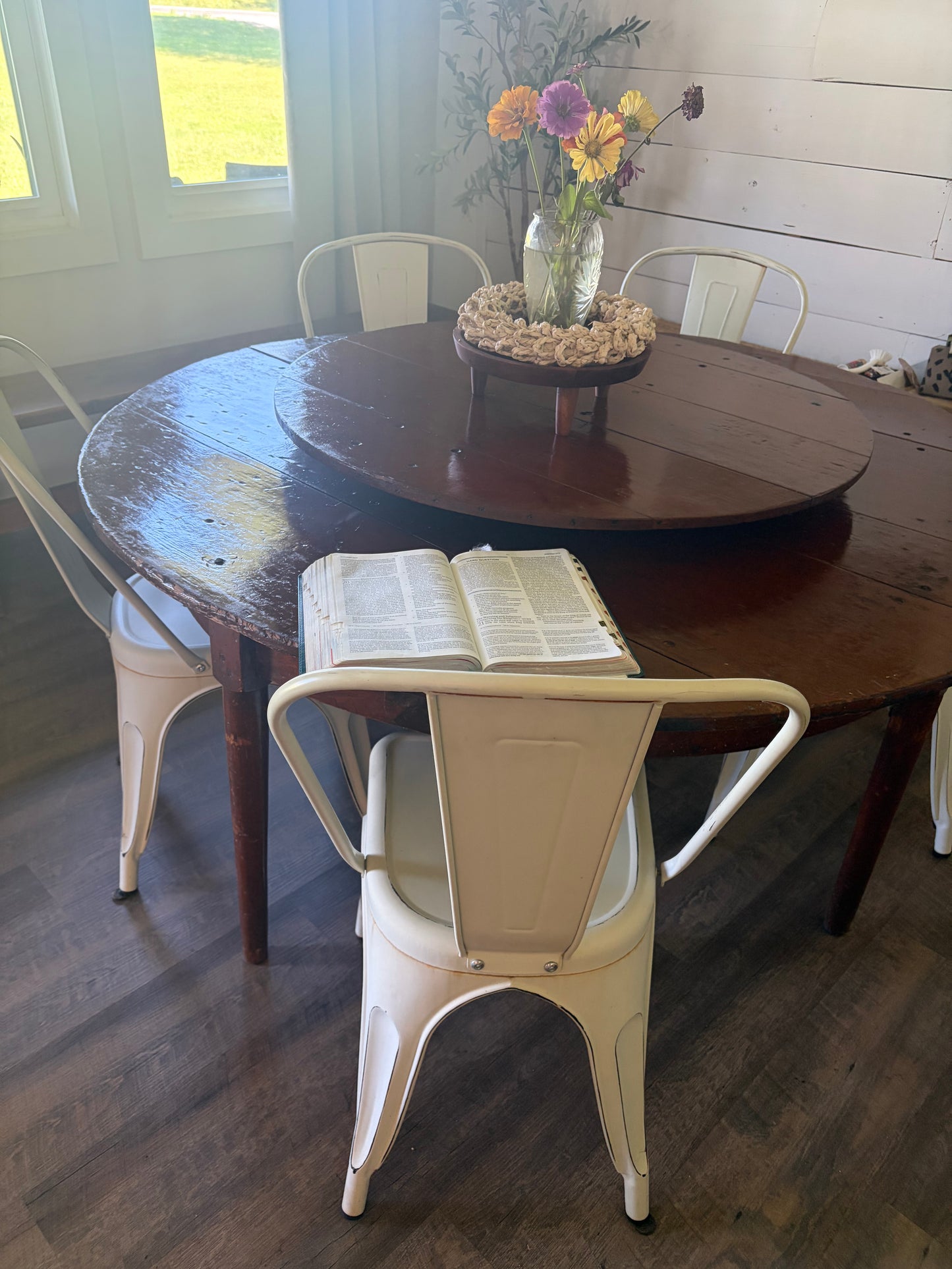 White Distressed Metal Dining Chairs - Set of 4