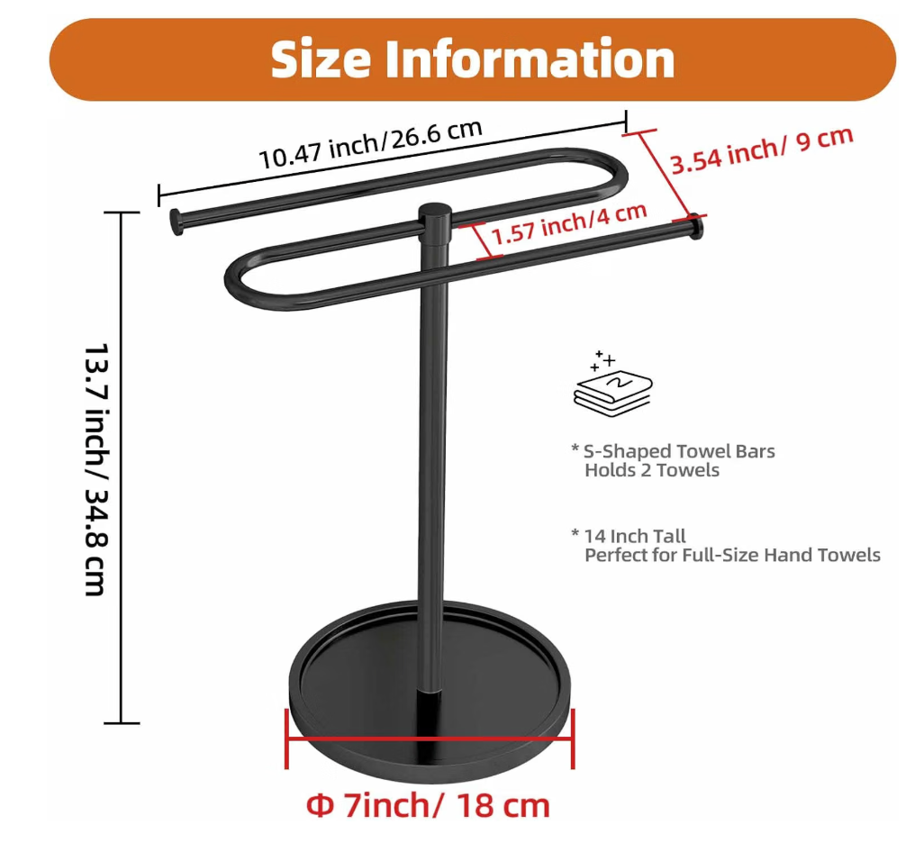 Countertop Hand Towel Stand with Jewelry Tray