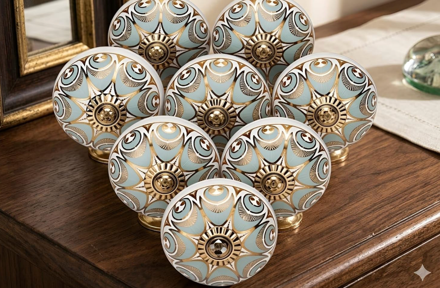 Blue Floral Ceramic Drawer Knobs