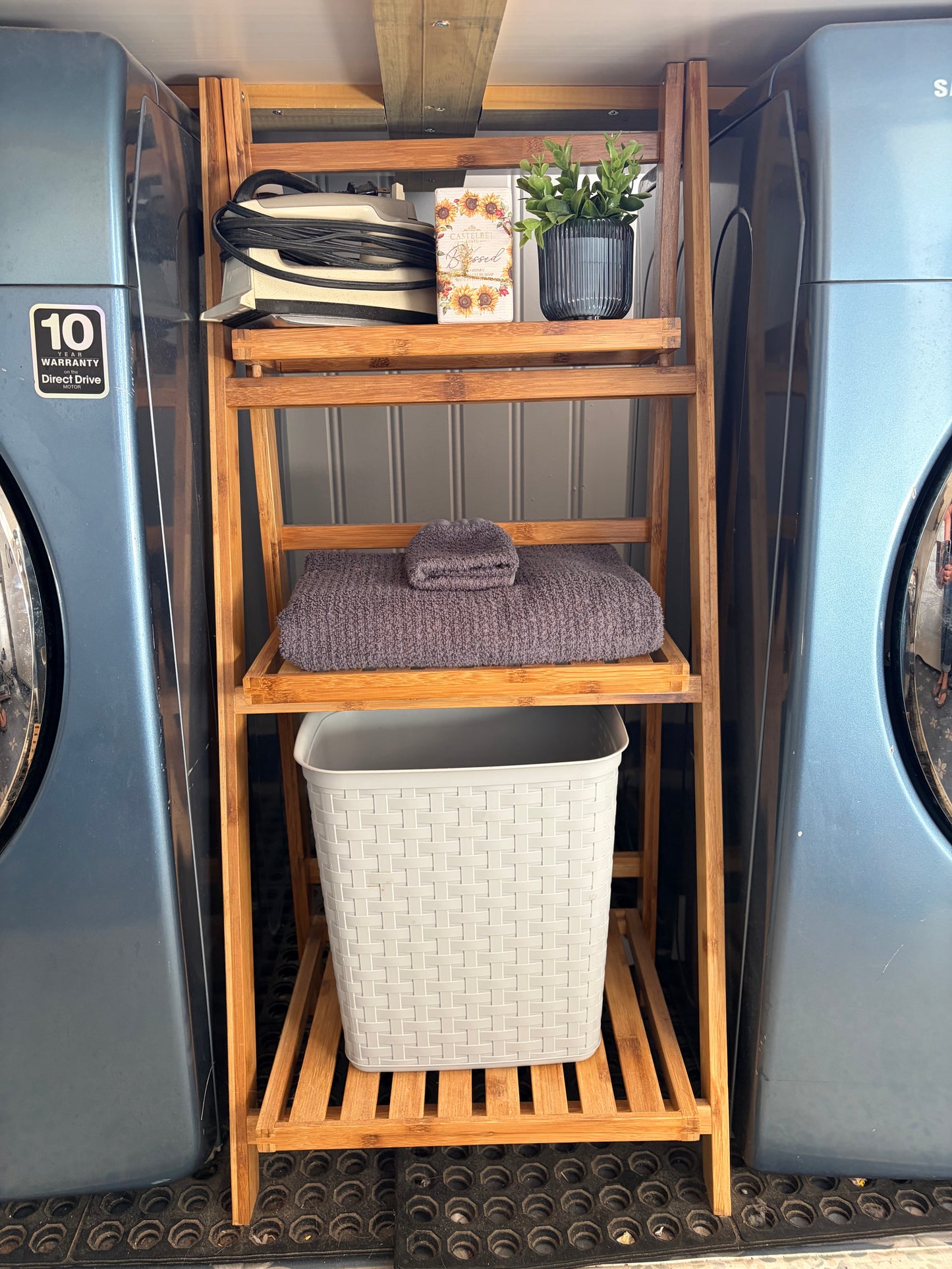 Rustic Ladder Storage Shelf with Drawer
