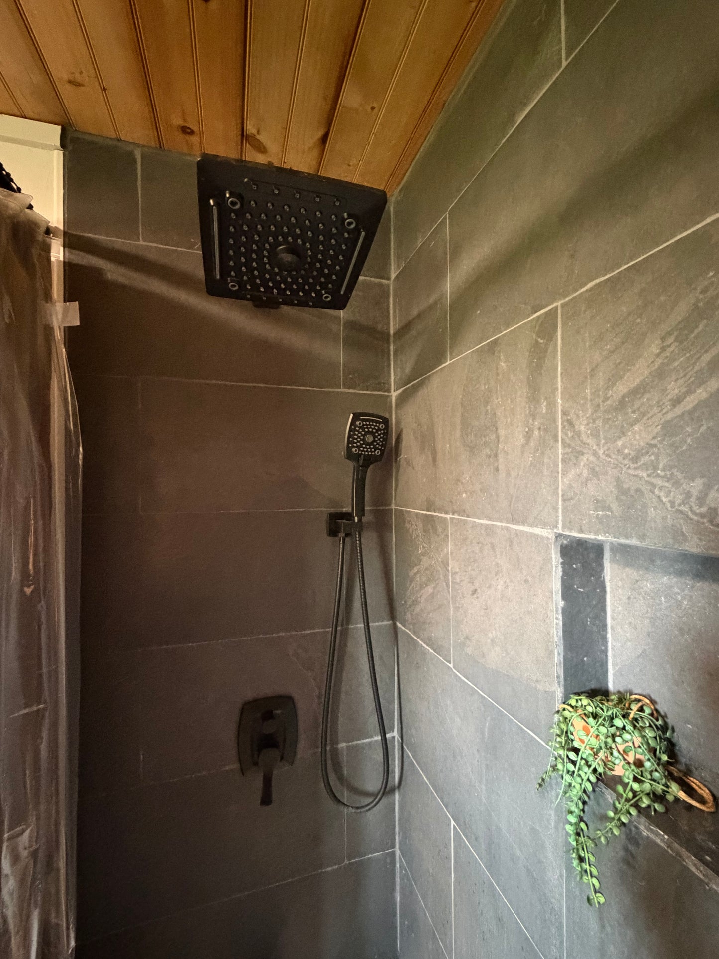 ELLO&ALLO Matte Black Rainfall Shower System with Tub Spout