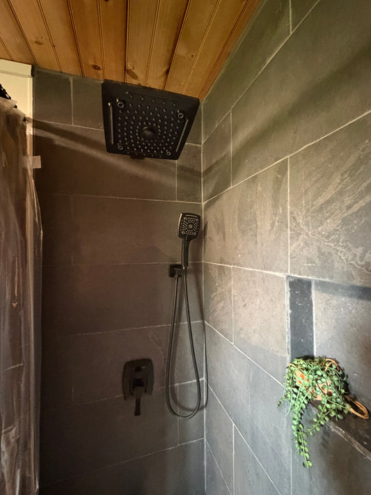 ELLO&ALLO Matte Black Rainfall Shower System with Tub Spout