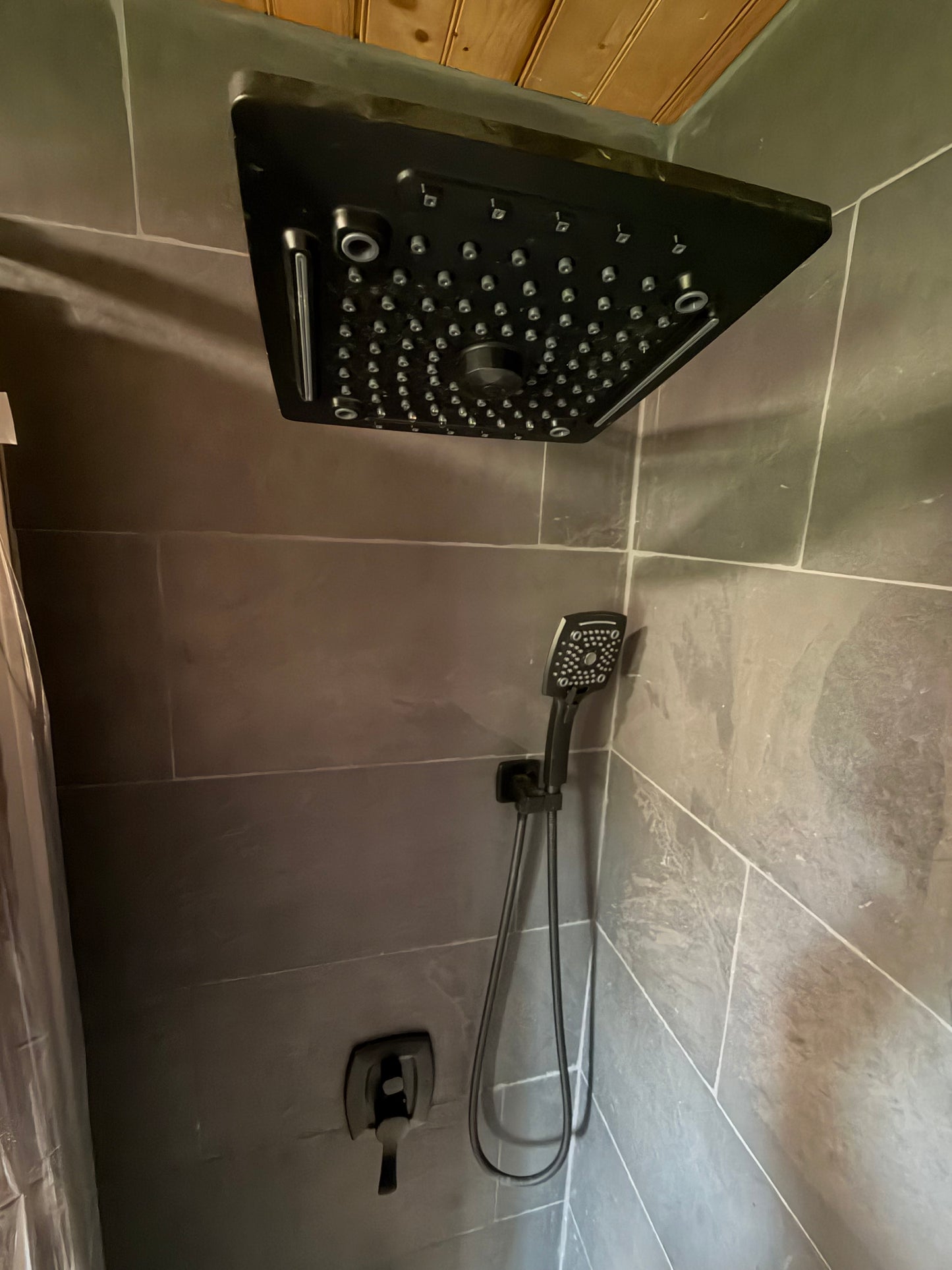 ELLO&ALLO Matte Black Rainfall Shower System with Tub Spout