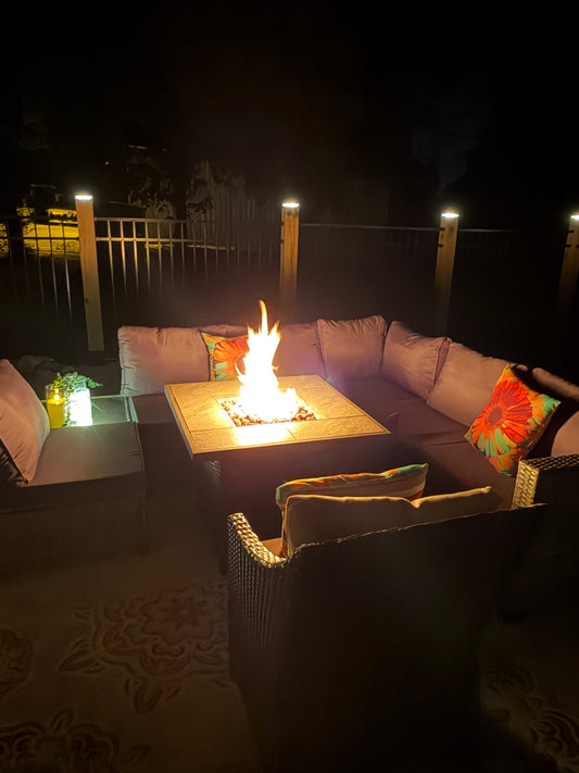 Square Wicker Propane Fire Pit Table