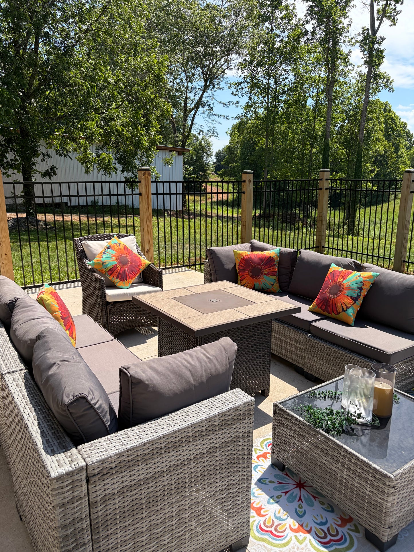Gray Wicker Outdoor Sectional Conversation Set