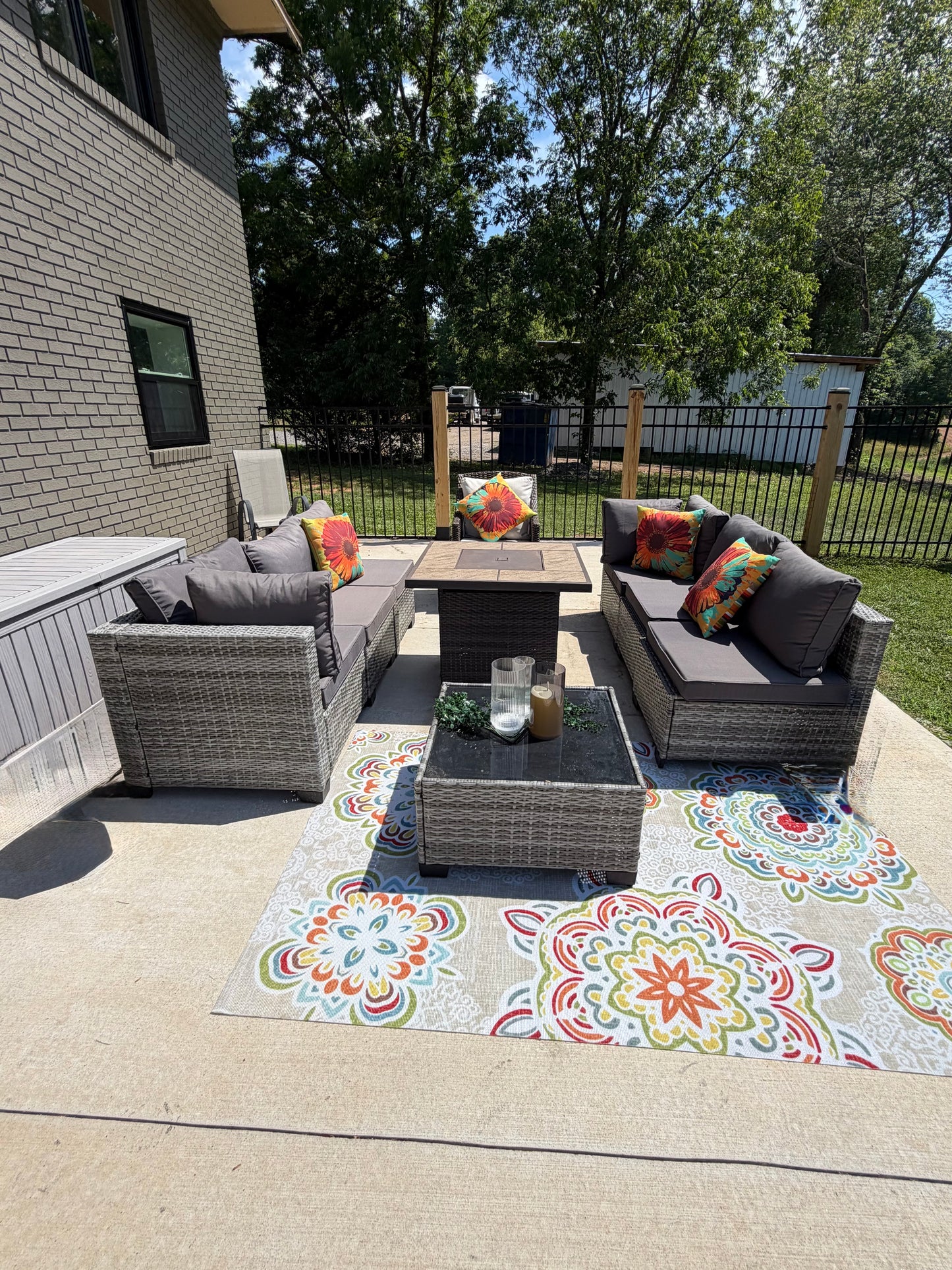 Gray Wicker Outdoor Sectional Conversation Set