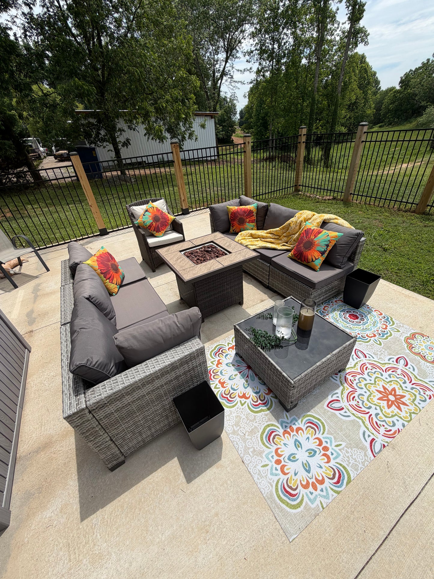Gray Wicker Outdoor Sectional Conversation Set