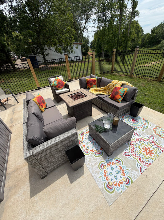 Gray Wicker Outdoor Sectional Conversation Set