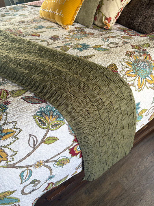 Sage Green Woven Throw Blanket