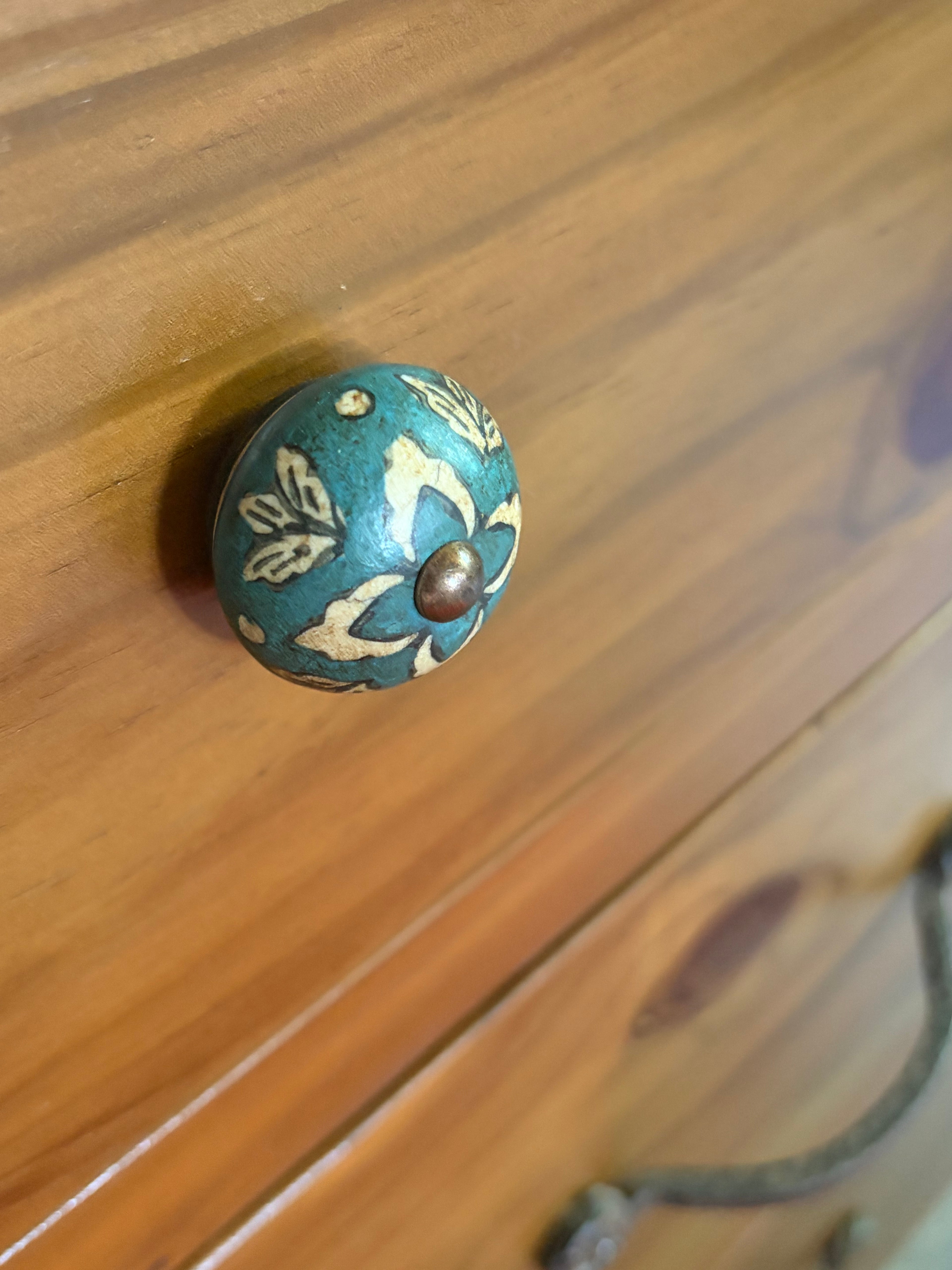 Blue Floral Ceramic Drawer Knobs