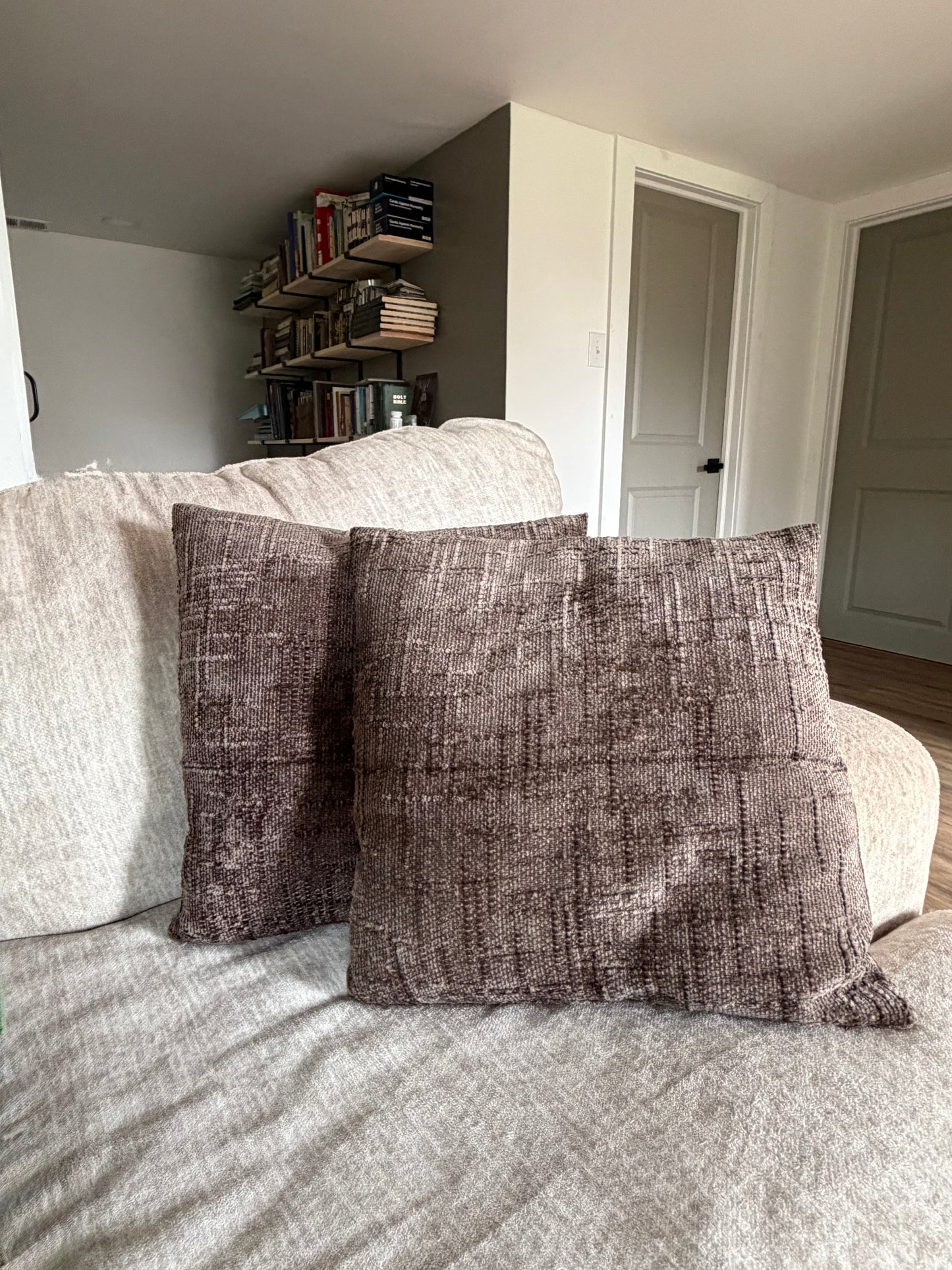 Brown Textured Chenille Throw Pillow Covers