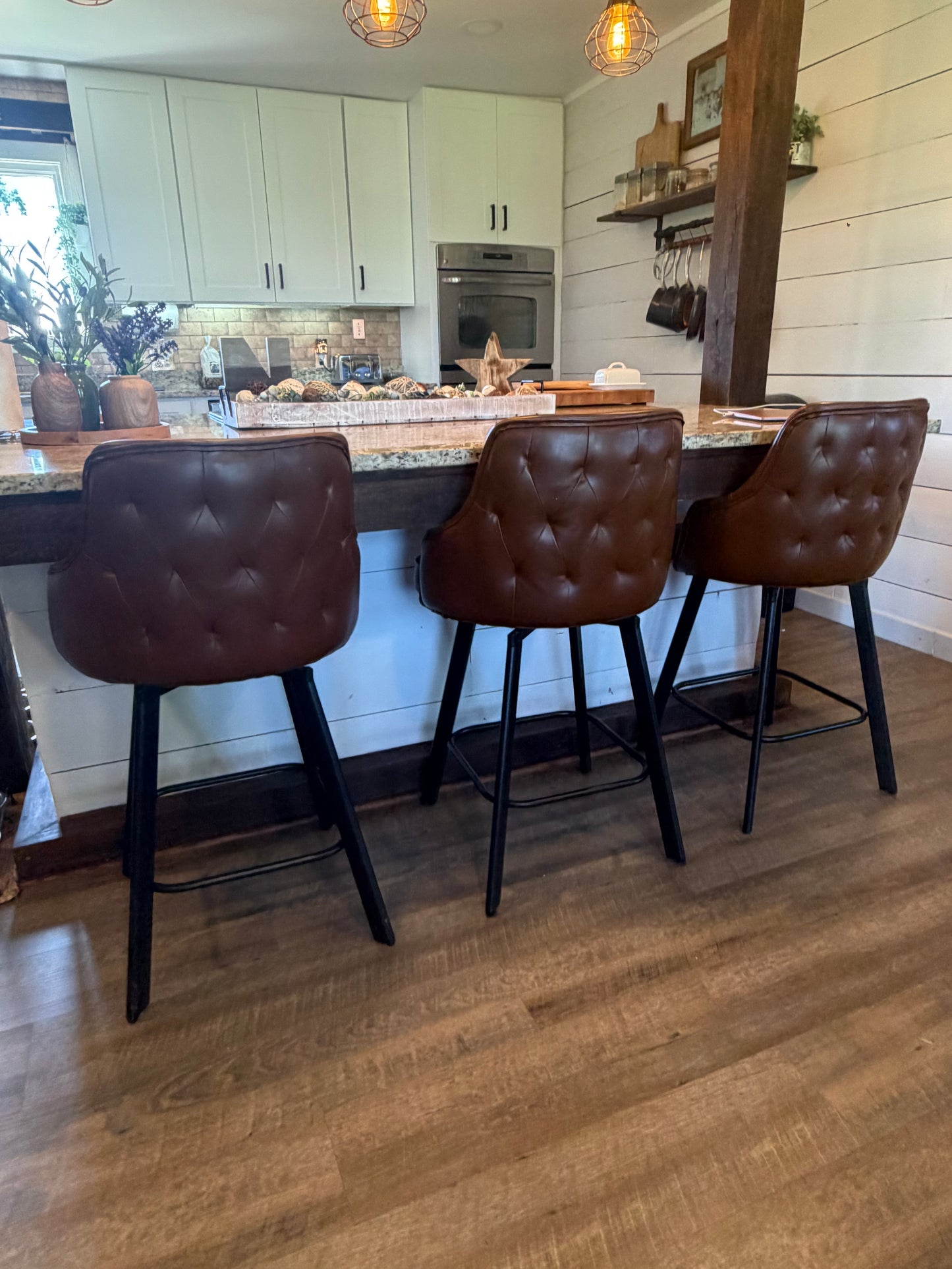 Bar Stools Set of 3, 26" Swivel Counter Height Bar Stools