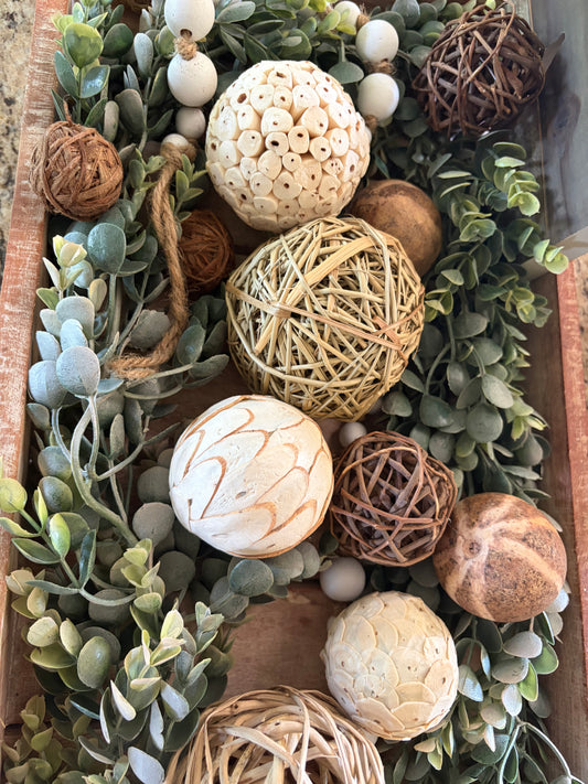 Decorative Natural Bowl & Tray Filler – Assorted Orbs