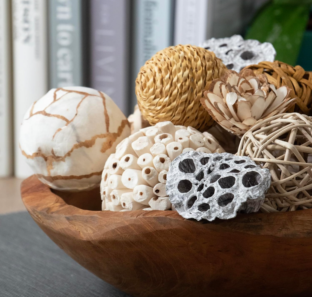 Decorative Natural Bowl & Tray Filler – Assorted Orbs