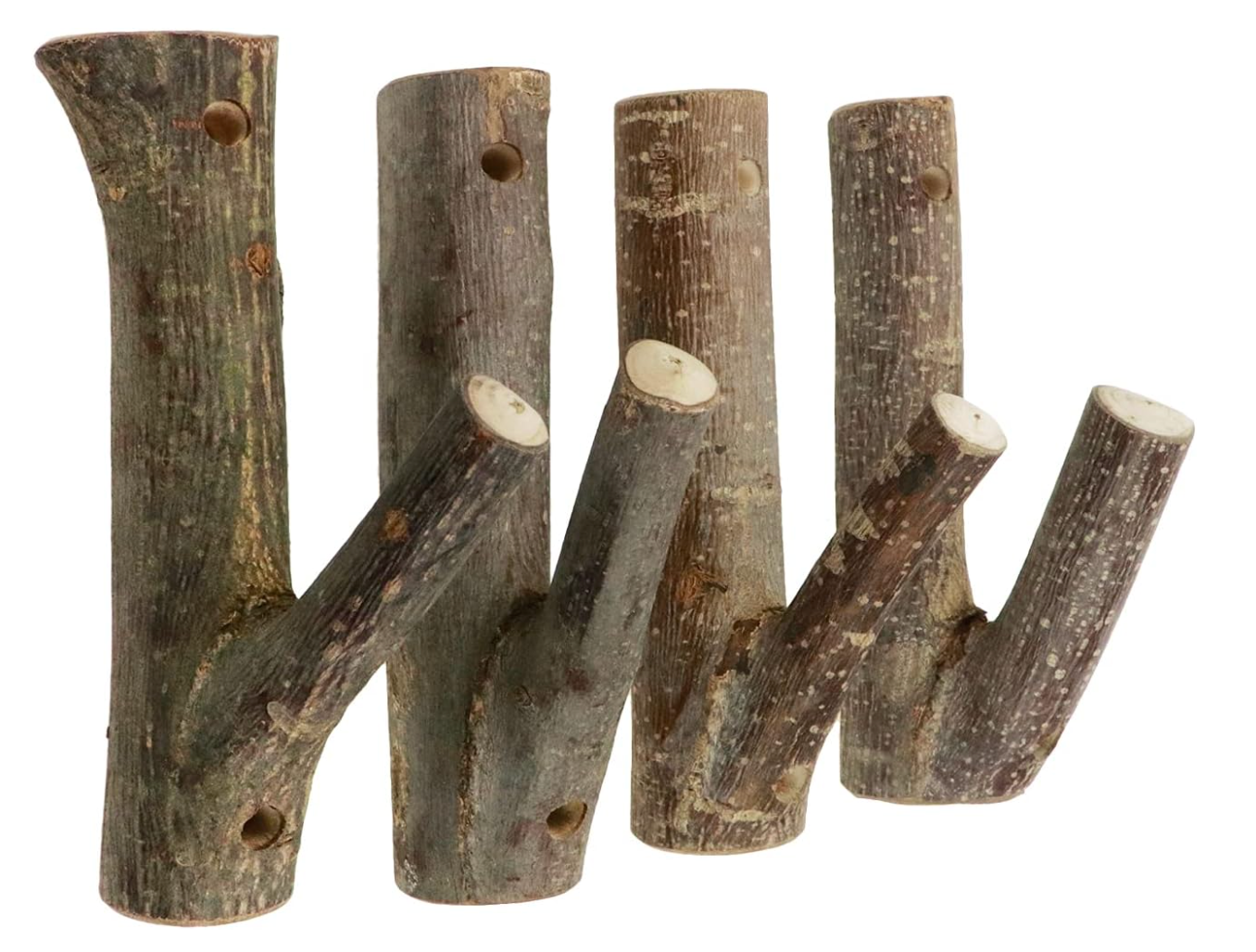 Real Wood Branch Wall Hooks – Set of 4