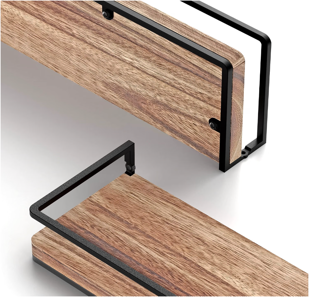 Rustic Wood Floating Bathroom Shelves