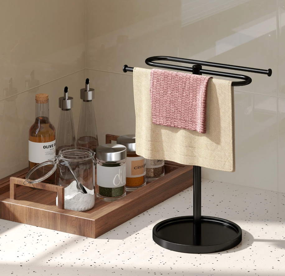 Countertop Hand Towel Stand with Jewelry Tray