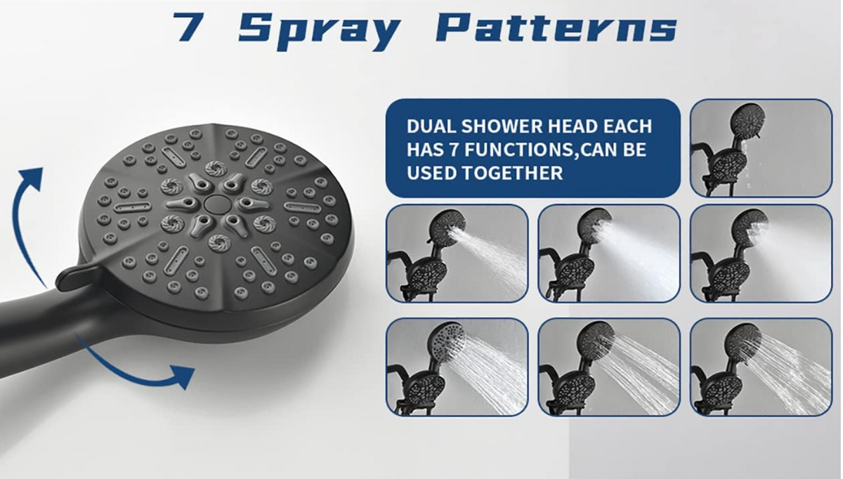 Matte Black 3-Handle Shower System