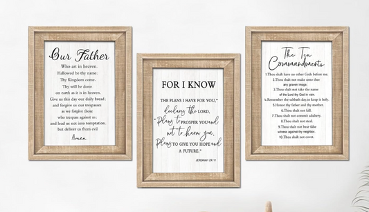 Framed Bible Verse Wall Art – Set of 3