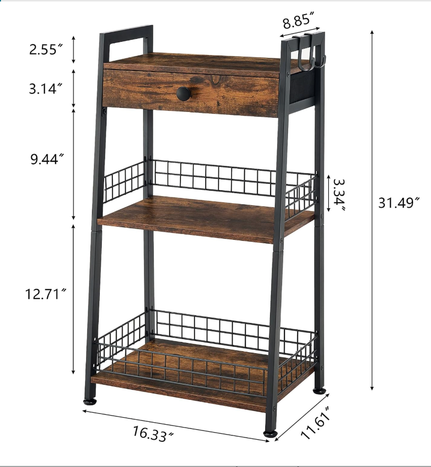 Rustic Ladder Storage Shelf with Drawer