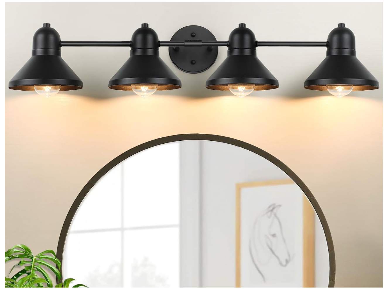 Bathroom Light Fixture – 4-Light Matte Black Vanity Light