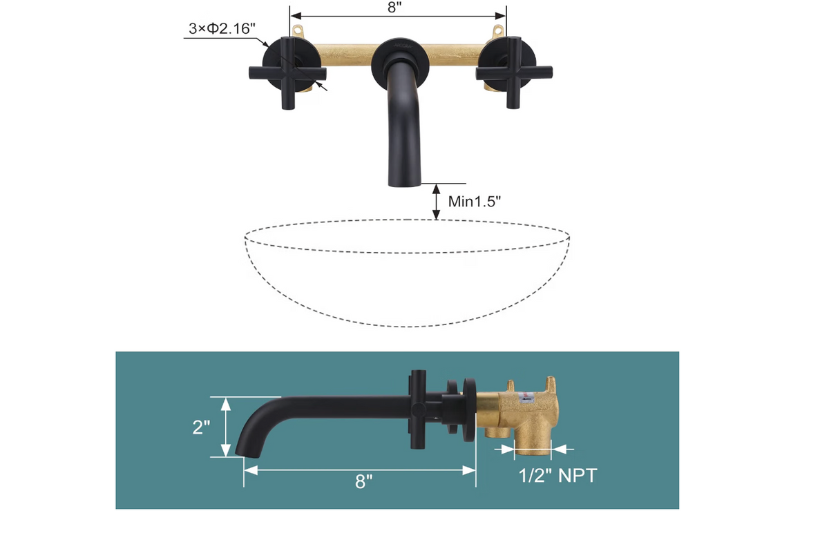 Matte Black Wall-Mount Bathroom Faucet