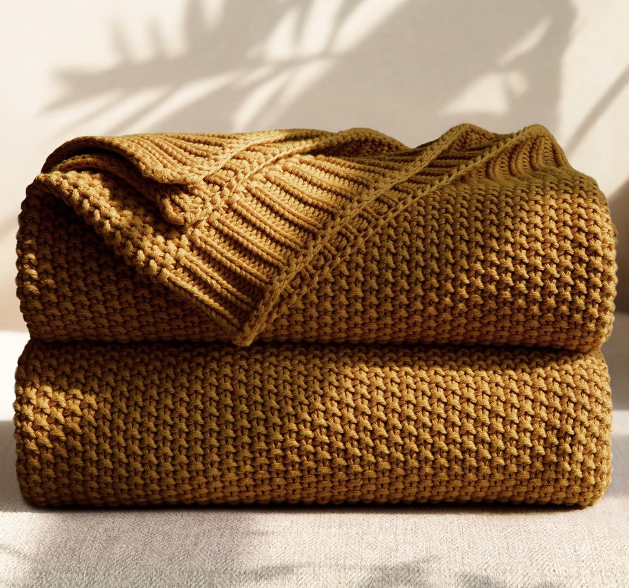 Golden Maize Knit Throw Blanket
